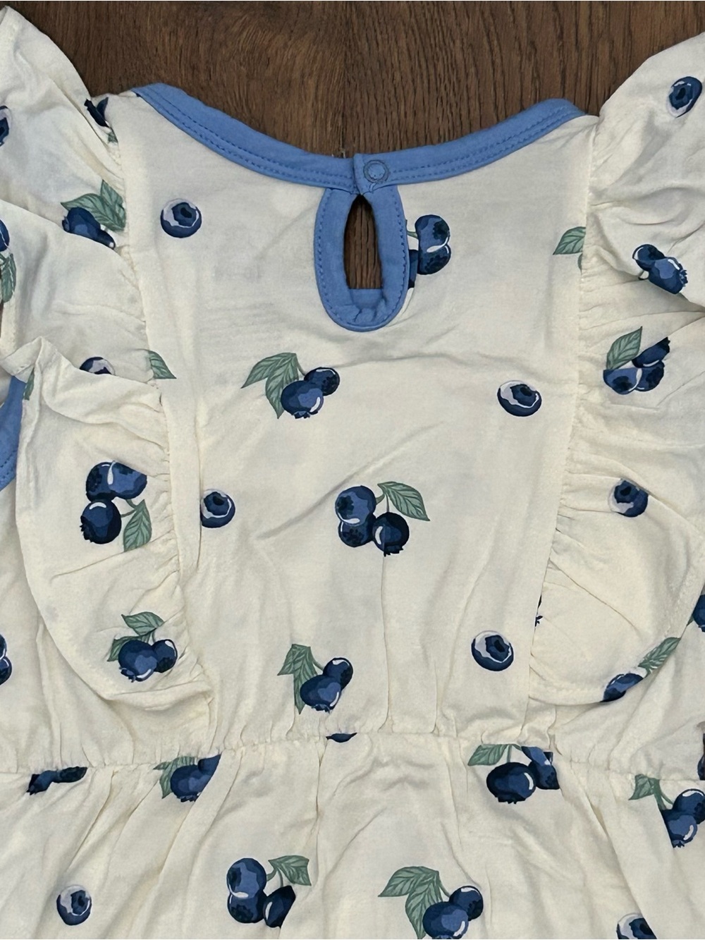 Kyte Short Sleeve Bubble Romper with Ruffles in Blueberry 18-24m - Picture 7 of 7